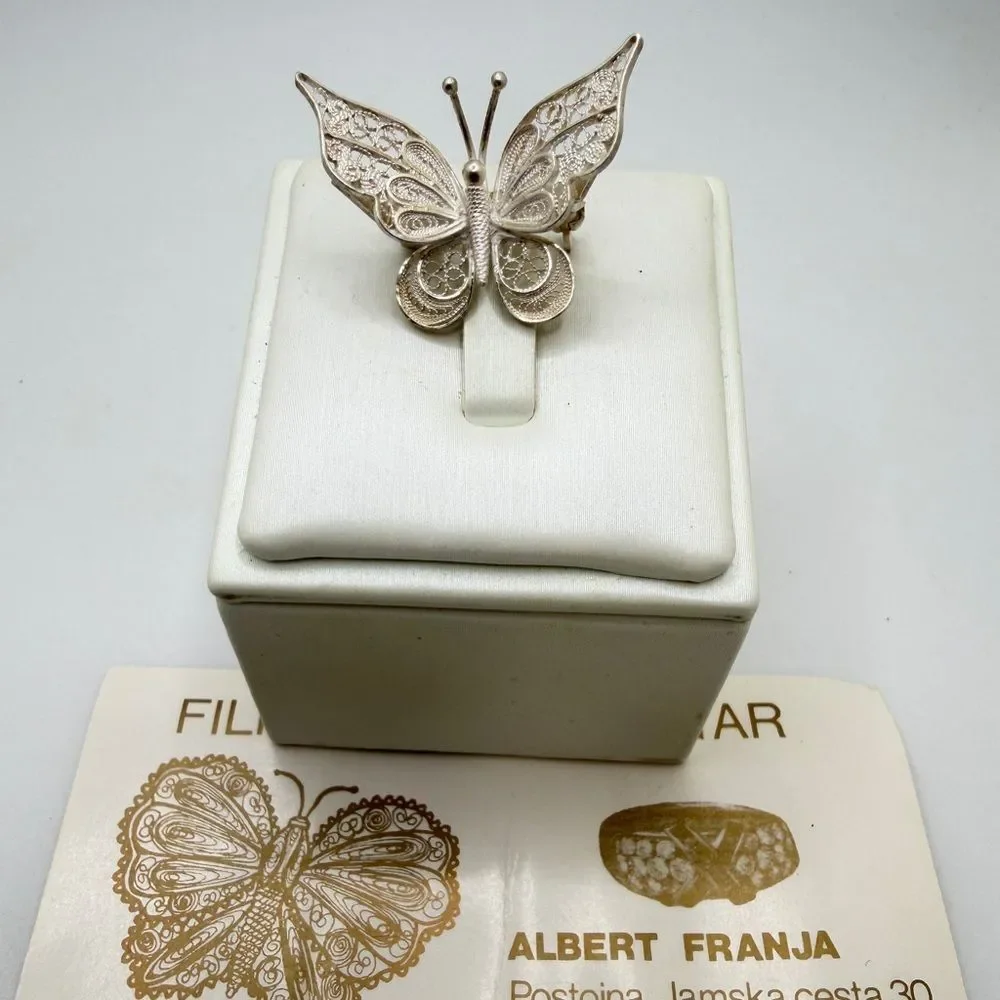 Vintage .999 silver filagree Butterfly brooch/pin!‎
